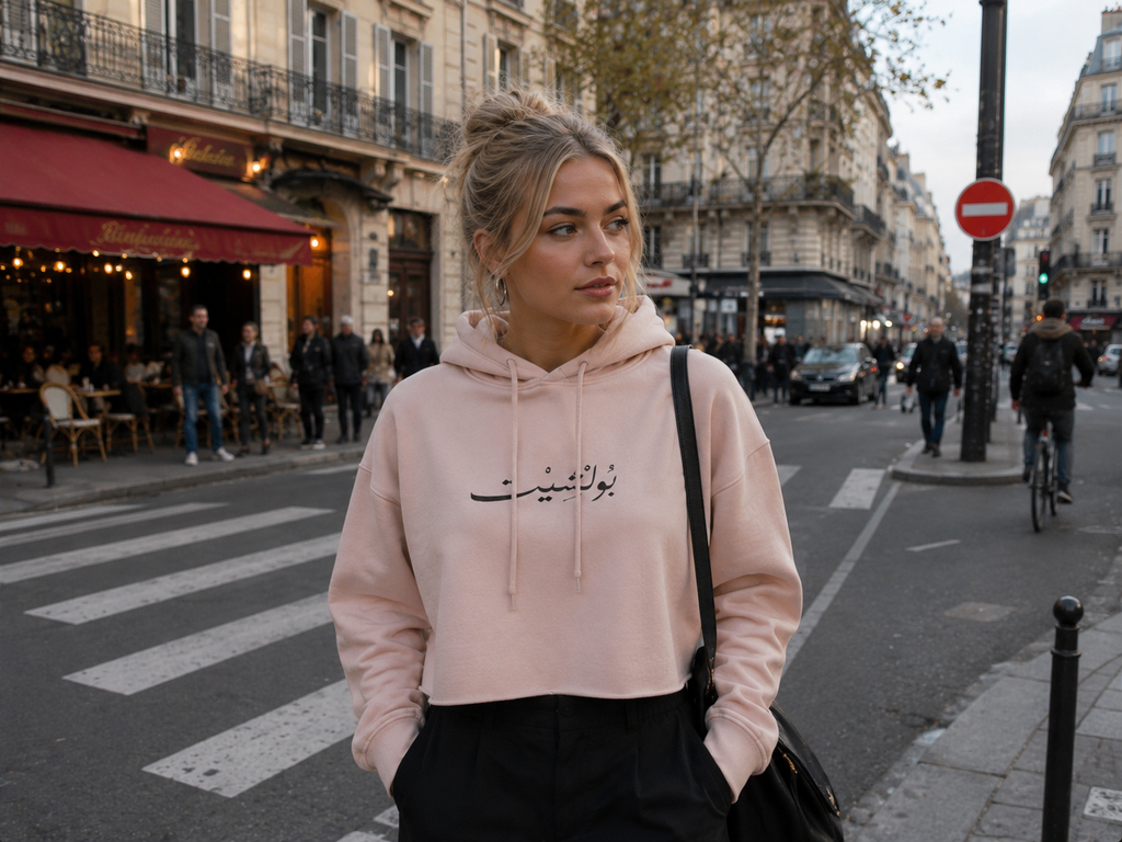 MADSHAD: BULLSHIT l بولشيت - Arabic Calligraphy Cropped Hoodie